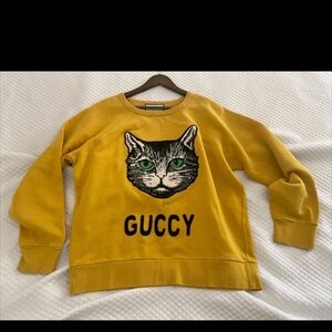 Gucci Guccy Mystic Cat Mustard Yellow Knit Sweater "Unisex" Oversized